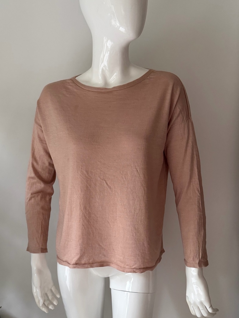 Eileen Fisher  beige  Merino Silk Cashmere Knit Top Size M